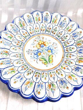 Large Blue and White Floral Plate Home Décor # 26677
